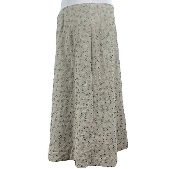 B Moss womens skirt size 10 tan sage green ultra suede embroidered floral 90s - Picture 3 of 10